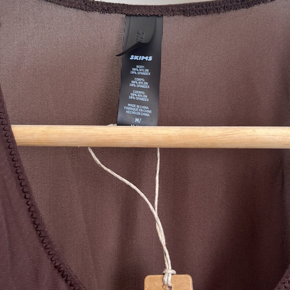 SKIMS Mesh Long Tank Dress in Cocoa - Picture 6 of 8